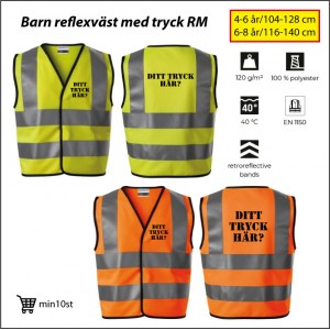 Barn reflexväst med tryck RM